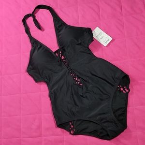 NWT Ashley Graham Black Swimsuit Size 14